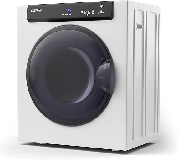 COSTWAY 4KG Vented Tumble Dryer, 1400W Freestanding Front Tumble Dryer with 3 Heating Settings, ECO & IHS Mode, 200mins Timer, Stainless Steel Tub, Overheat Protection, Compact Clothes Dryer Machine [Energy Class F]