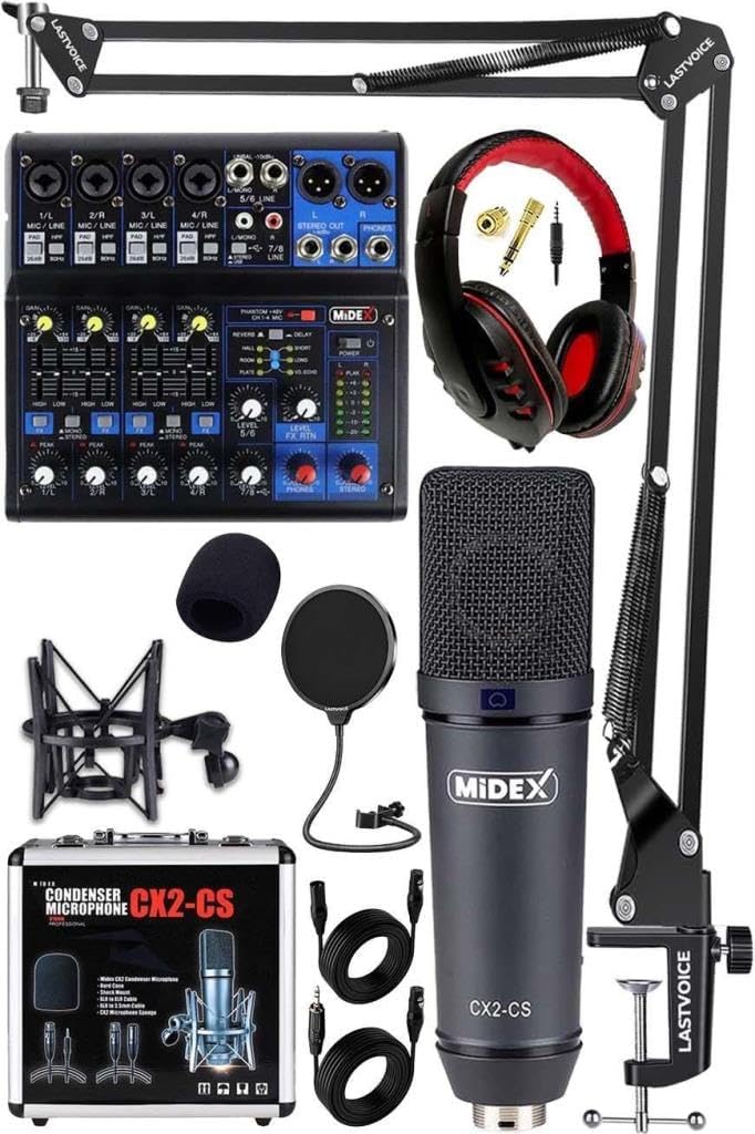 Midex Wizard Package-3 CX2 Studio Microphone MDX-06FXU Studio Recording Mixer Headphone Equipment Set