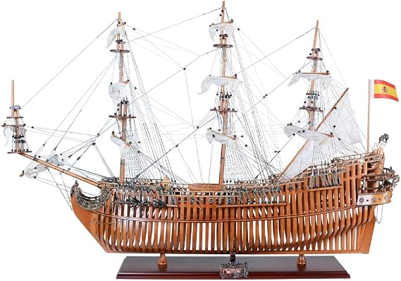 Old Modern Handicrafts San Felipe Open Hull Ship Model - 100% Handcrafted from Premium Wood - 37L x 12W x 29.5H Inches