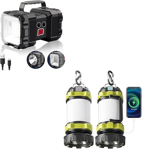 AlpsWolf Rechargeable Flashlight with 2 Pack Camping Lantern Rechargeable