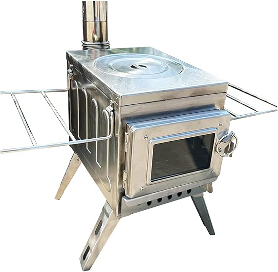 Wood Burning Stove Camping, Small Wood Burning Stove Indoor and Outdoor with Foldable Legs, Camping Wood Stove Portable for Tent for Heating and Cooking