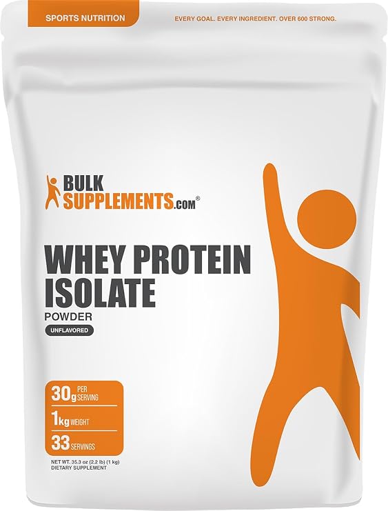 Whey Protein Isolate Powder - Unflavored Whey Protein Powder, Nutritional Supplement - Gluten Free, 30g per Serving, 1kg (2.2 lbs) (Pack of 1)