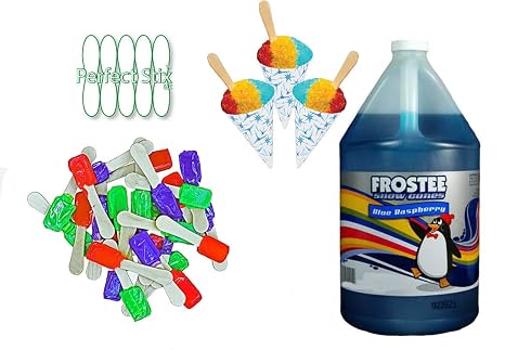 1 Gallon Blue Raspberry Snow Cone Syrup with 25ct Candy Spoonz