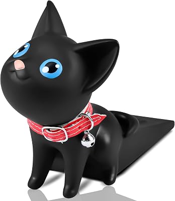 Cute Cat Door Stopper Decorative Non-Slip Floor Protector - Scratch Resistant Door Wedge Holder for Hardwood Tile Carpet All Floor Types Safe Creative Pet Friendly Design