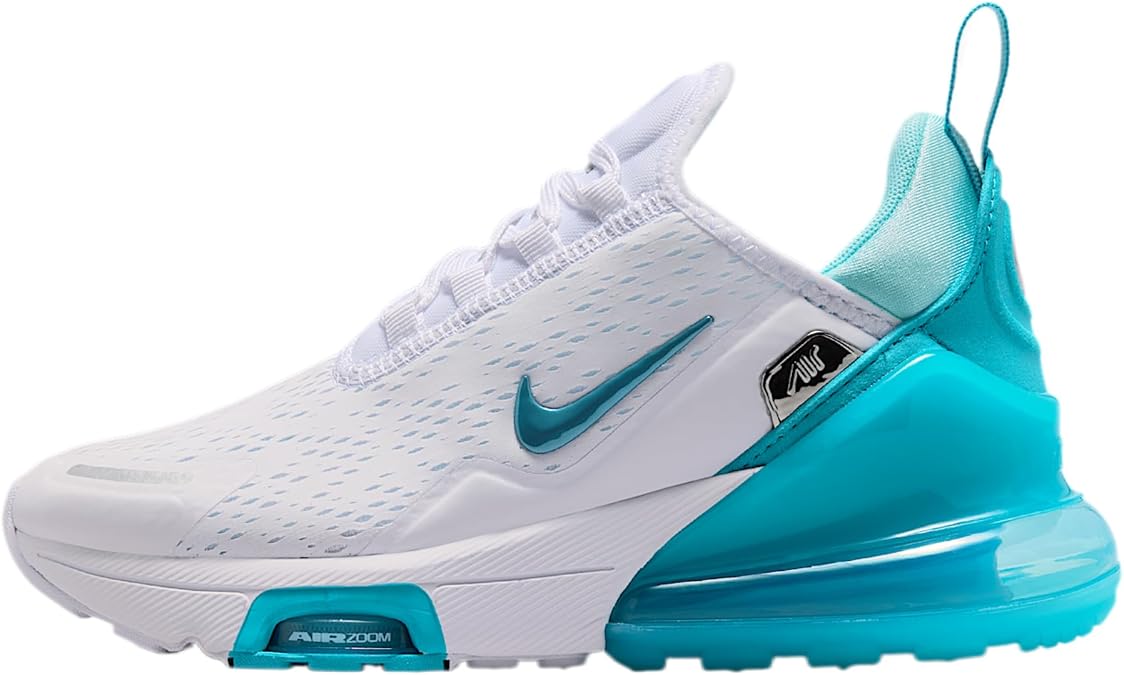 Nike Air Max 270 Premium Big Kids' Shoes (White/Copa/Teal Tint/Chlorine Blue)