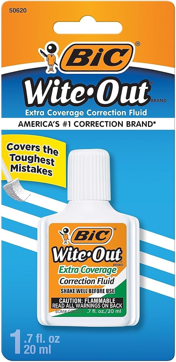 Bic Wite Out Extra Coverage Correction Fluid-.7oz
