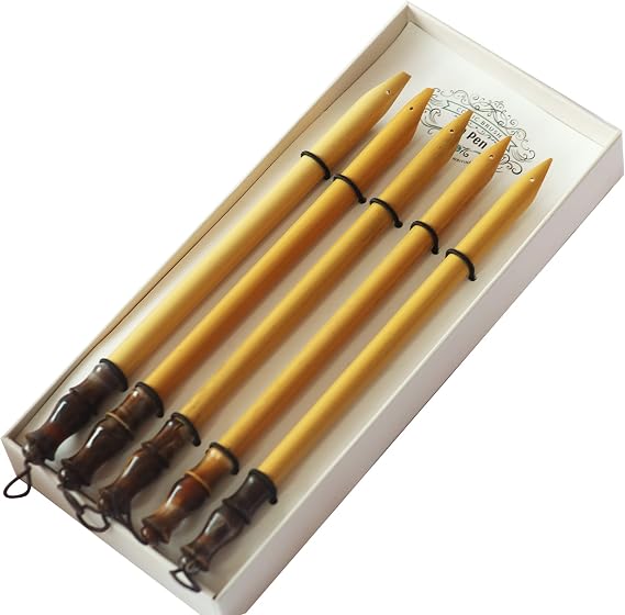 Oblique Calligraphy Bamboo Pen Set (1mm 2mm 3mm 4mm 5mm),Dip Pen for Arabic Farsi Urdu Hebrew Kurdish Calligraphy