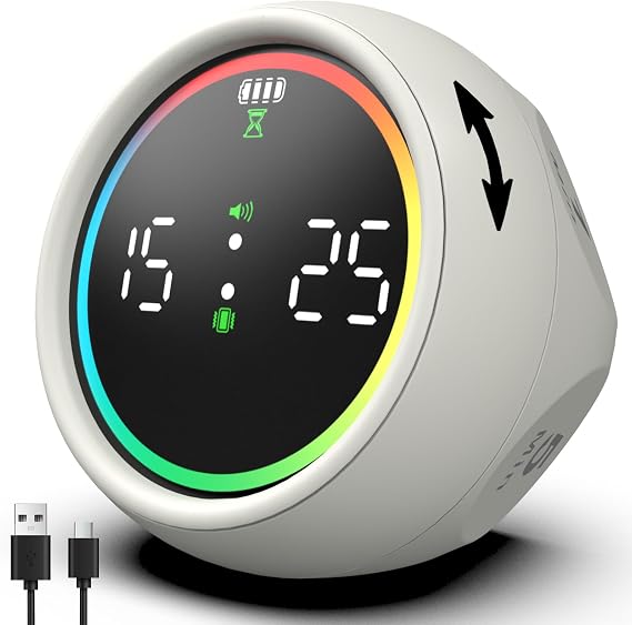 Pomodoro Timer Cube with 1/5/10 Min Preset Countdown, Classroom Timer