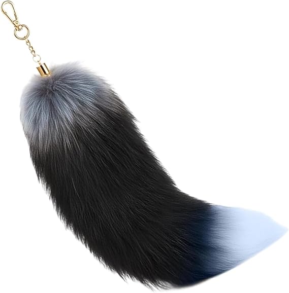 Therian Tail, Furry Tail Keychain, 40 cm Length Soft Plush Key Ring, Realistic Faux Fur Tail, Decorative Accessory for Personal Style, Key Ring for Backpack, Purse & Gear