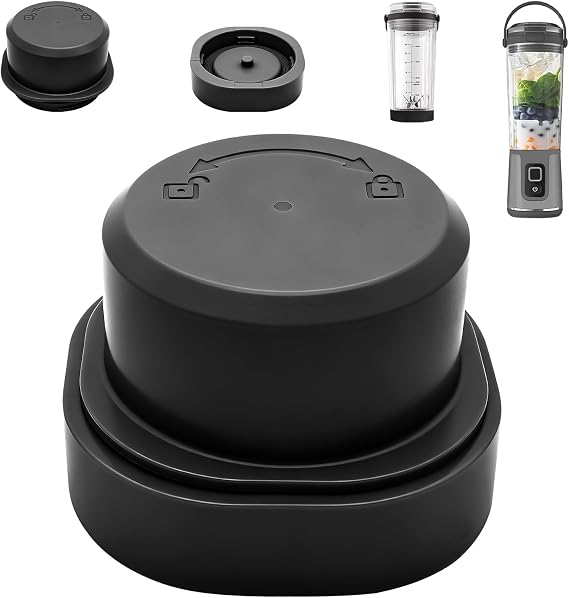 Ninja Blast ポータブルブレンダー用ブレードカバー&ベッセルキャップ - BC100/BC151シリーズと互換性があり、食品グレードの漏れ防止交換部品、食器洗い機対応ブラック