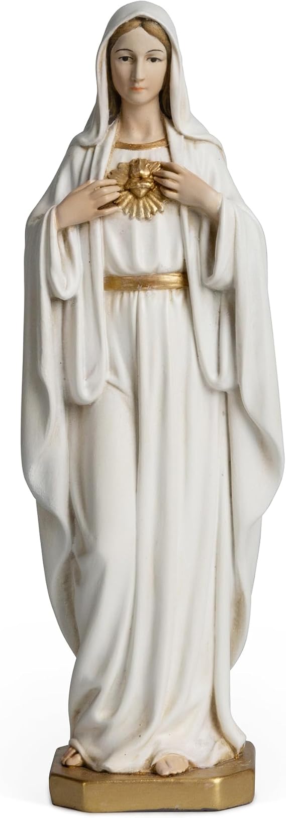 BC Catholic Immaculate Heart of Mary Figure, 6" H Blessed Holy Mother Virgin Mary Statue Indoor, Religious Gifts, Handpainted Renaissance Sculpture Purity & Grace Collection by Buildclassic