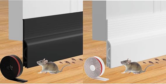 Door Draft Stopper for Bottom of Door, Adjustable Weather Stripping Door Seal for Cold Insulation, Under Door Sweep for Exterior & Interior Doors,Door Bottom Seal Blocker Noise (39in Black+78in White)