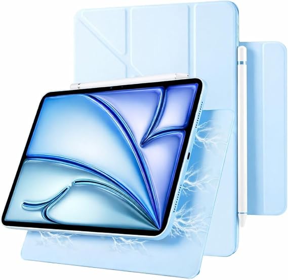 M.tk Moveteck iPad 10. Nesil 10.9 inç ve 11. Nesil ile Uyumlu Kılıf, Manyetik Kapanma, Çok Açılı Stand, Otomatik Uyku/Uyanma, Açık Mavi