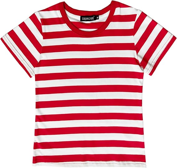 Deerose Kids Striped Shirts Short Sleeve Boy Girls July 4th Patriotic Tee Top 3-14 Years