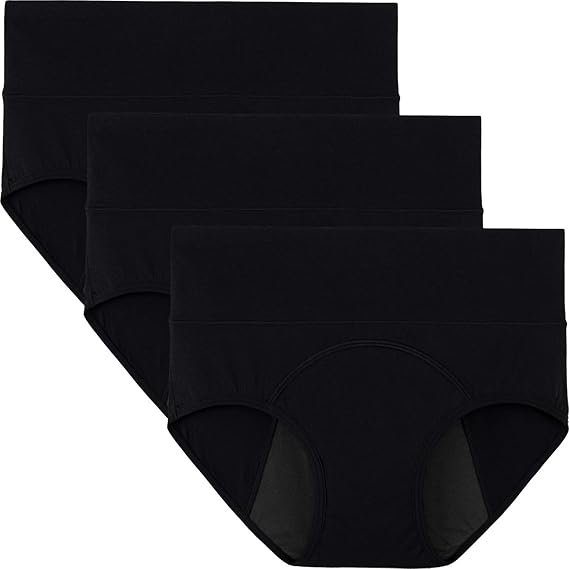 INNERSY Period Underwear for Women High Waisted Leak-Proof Postpartum Menstrual Panties 3-Pack