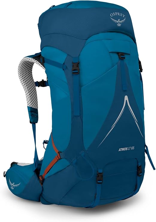 Osprey Atmos AG LT 65L Men's Backpacking Backpack, Blue S-M | hiking pack, camping gear, overnight trail pack, Blue color, S-M size