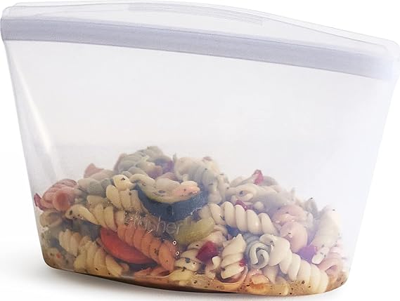 Stasher Silicone Bowl 6 Cup, Freezer Bag, Reusable, Meal Prep, Red