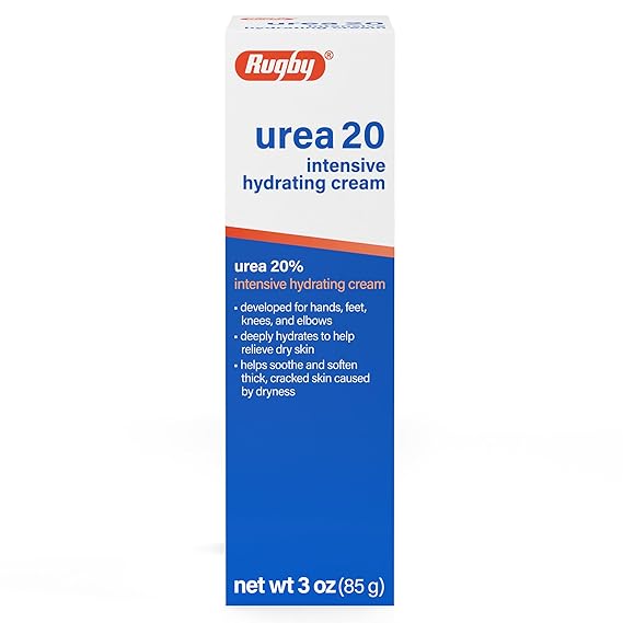 Rugby Urea 20% Intensive Hydrating Cream - Urea Cream for Feet, Hands, Knees, and Elbows - 3 Oz (1 Pack)
