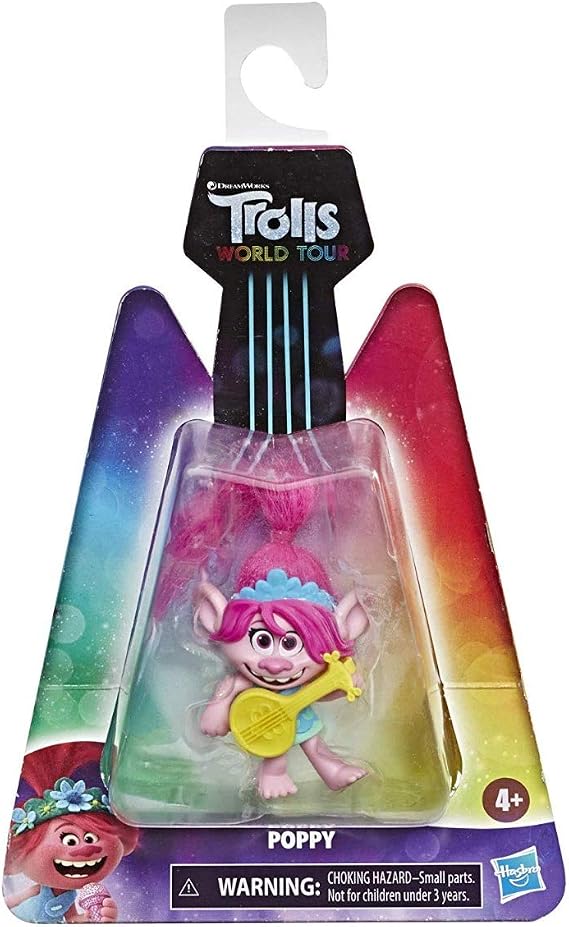 DREAMWORKS TROLLS World Tour Miniature Toy Figure with Musical Instrument Accessory - Poppy