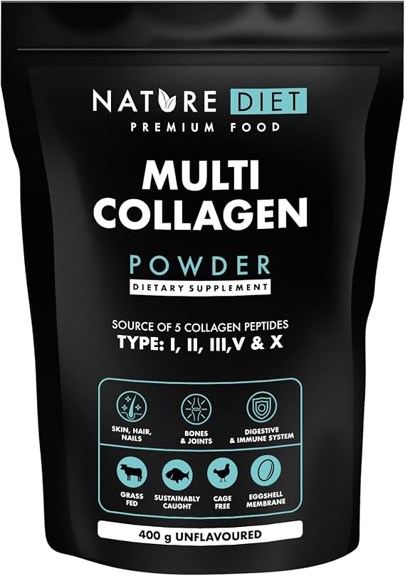 Nature Diet Multi Collagen Powder, 400 g, 5 Collagen Types I, II, III, V, X