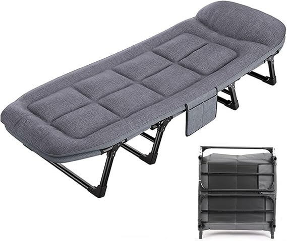 Outdoor Folding Bed Portable Camping Cot Adult Single Lightweight Camp Beds for Sleeping Beach Backrest Nap Bed Chairs Travel(170cm)