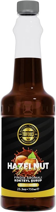 By Tüfekçi Fındık Aromalı Şurup 750 ml – Kahve, Kokteyl, Pasta ve Tatlılar İçin, Doğal Aroma, Gerçek Pancar Şekeri