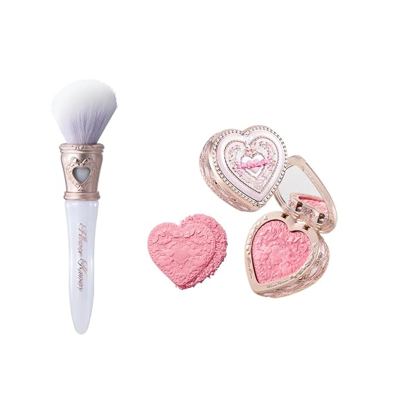 Flower Knows Bunny Garden Embossed Blush (03 Ballet Tutu)+Bunny Garden Blush Brush (Pearl White)