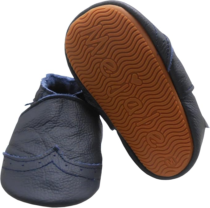 Mejale Baby Moccasins Boy Rubber Soft Crawling Shoe Girl Toddler Leather Walking Slipper Unisex Infant First Walker Shoes