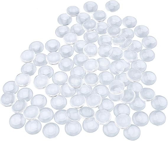 HAUTOCO 90pcs 20mm Glass Dome Cabochons Clear Round Cabochon Tiles, Non-calibrated Round 0.79 inch/20mm for Rings Cameo Pendants Bookmarks Bracelets Photo Charms and Jewelry Necklaces