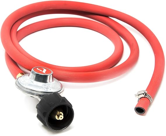 Gas One 2102 New Improved 6 ft Low Pressure Propane Regulator and Hose Connection Kit for LP/LPG Most LP/LPG Gas Grill, Heater and Fire Pit Table,Brown/A