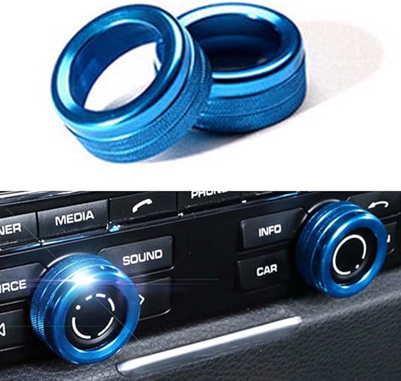 Polarlander Car Interior Accessories Volume Knob Aluminum Alloy Metal Decoration Circle Car Styling for Porsche Cayenne Macan Blue