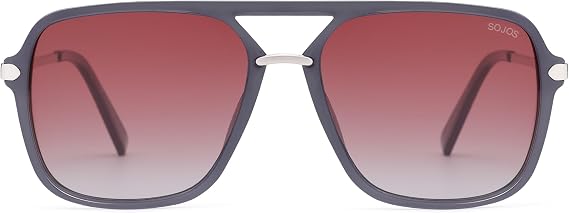 SOJOS Aviator Sunglasses for Women & Men, Square, Polarized Lens, SJ2229 | Designer, Trendy, Double Bridge Pilot Sun Glasses, UV400, 90s Retro Shades