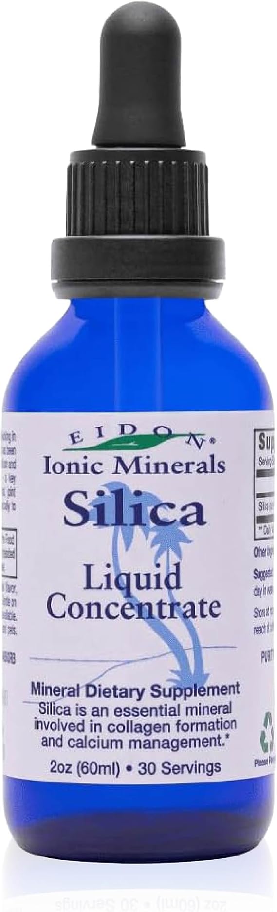 Eidon Ionic Minerals - Liquid Silica Mineral Concentrate - 2 oz | Silica Supplement for Hair, Skin & Nails, Drops to Support Collagen Production & Hair Loss for Women & Men, Manage Calcium