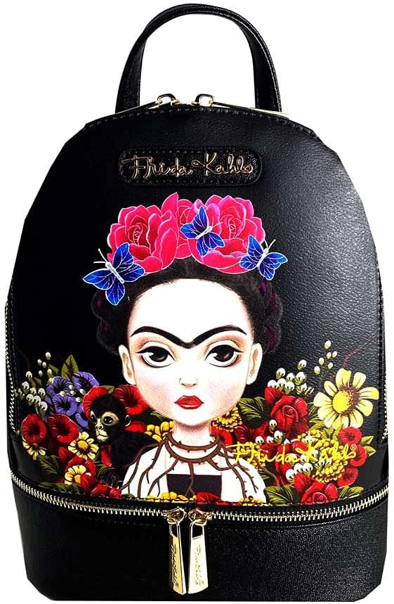 Frida Kahlo Cartoon Licensed Cute Backpack (Black/Black)