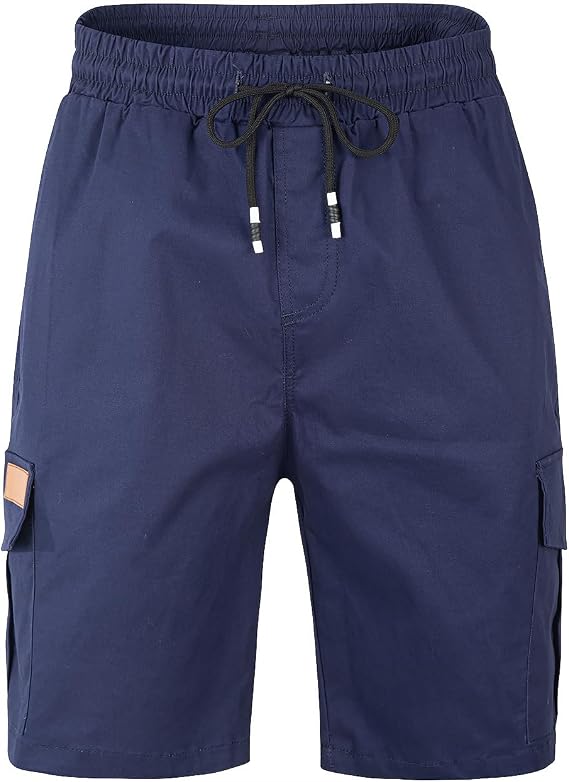 Mens Casual Twill Cargo Shorts Cotton Drawstring Classic Cargo Stretch Short with 6 Pockets