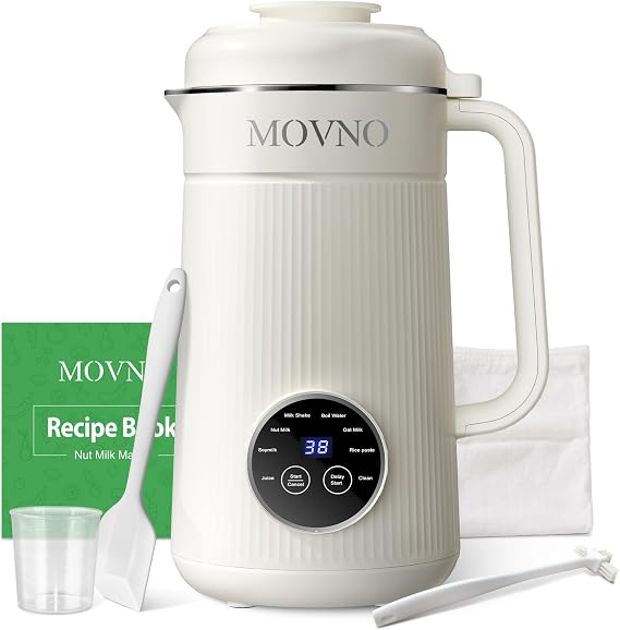 8 IN 1 Nut Milk Maker Machine, 40OZ Capacity Homemade Almond, Oat, Coconut, Plant Based Milks& Non Dairy Beverages, Automatic Pure Copper Motor Soy Milk Maker Blender with Delay Start/Boil Water