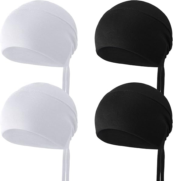 JenPen 4 Pcs Hijab Scarves for Women Hijab Undercap with Tie Adjustable Islamic Muslim Undercap (black and White)
