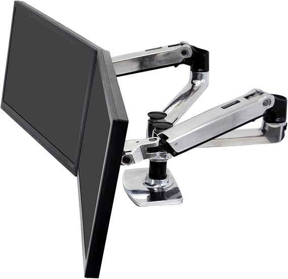 Ergotron LX Desk Mount | LX Monitor Arm Desk Mount Dual Horizontal 2 Screen Silver 27" VESA Compatible Ergonomic Design World Wide Choice