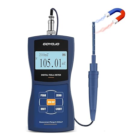 Gauss Meter with High Precision Probe, Digital Magnetic Field Tester (2400mT/24000Gs), N/S Polarity Identification for Magnet, Motor & Speaker Testing, 2% Accuracy