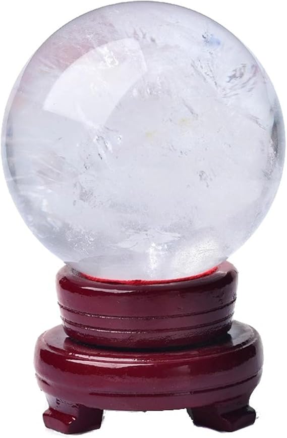 Clear Quartz Crystal Ball with Stand, Natural Healing White Real Crystal Sphere Ball Gemstone for Meditation - Natural Sculpture Figurine Perfect for Feng Shui and Home Decor,50mm