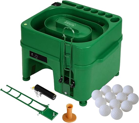 High Capacity Golf Trainer, 35 Balls Auto-Feed Adjustable Height for Simulator Training