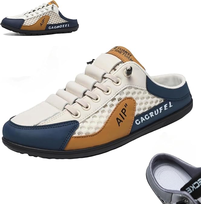 Summer Slip-on Men's Sports Slippers,Men's Backless Sneakers Casual Mules,Lightweight Summer Slip-On Beach Shoes