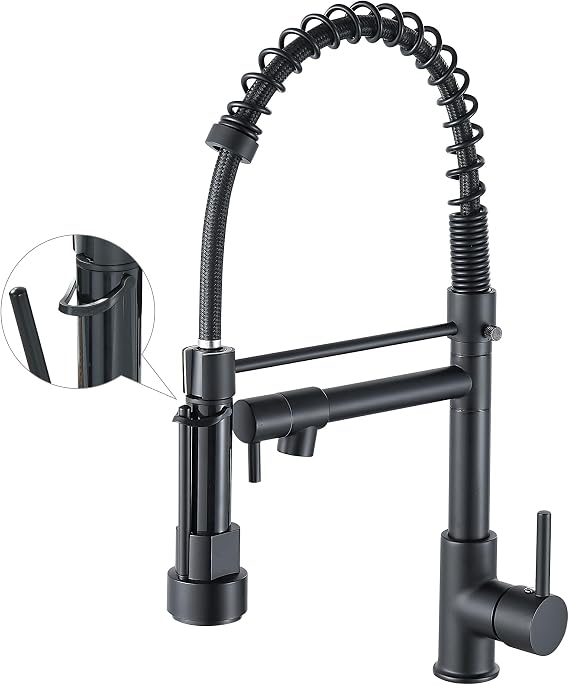 Kitchen Faucet with Pull Down Sprayer High Arc Single Handle Spring Kitchen Sink Faucet,Matte Black