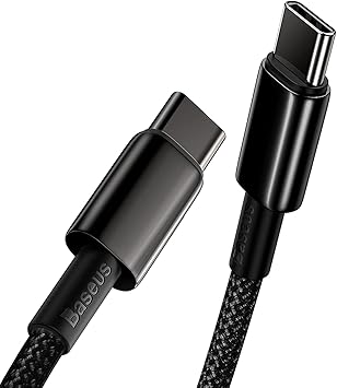Baseus USB C Cable, 100W PD 5A QC 4.0 Fast Charging USBC to USBC Cable, Zinc Alloy Nylon Braided Type C Charger Cord for iPhone 16 15 Pro Plus Pro Max, MacBook, iPad Pro/Mini, Samsung S23/S22+