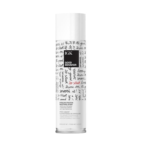 IGK Good Behavior Smoothing Spray, Anti-Frizz Heat Protectant, 12 Oz