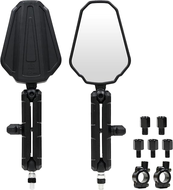Adventure Motorcycle Mirrors, Universal Motorcycle Rear View Mirrors with 8MM 10MM Screws and 7/8" Handlebar Aluminum Mount Compatible with Most Motorbikes Street Bike ATV Scooter Cruiser