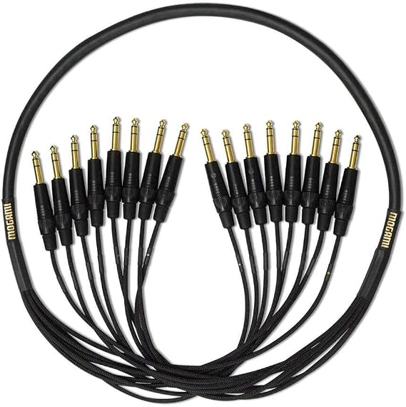 Mogami Gold 8 TRS-TRS-05 Audio Snake Cable, 8 Channel Fan-Out, Balanced 1/4" TRS Male Plugs, Gold Contacts, Straight Connectors, 5 Foot