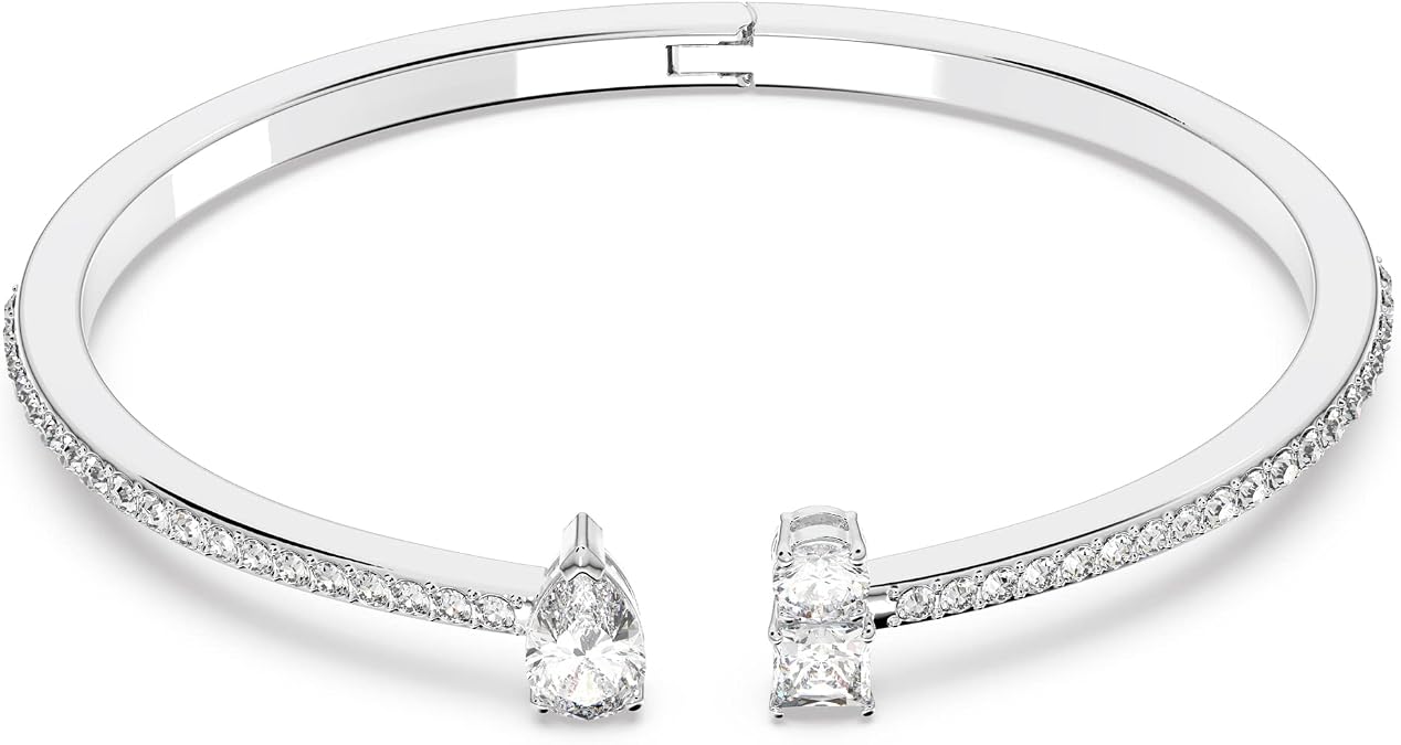 Swarovski Attract Cuff Bracelet Jewelry Collection, Rhodium Tone Finish, Clear Crystals