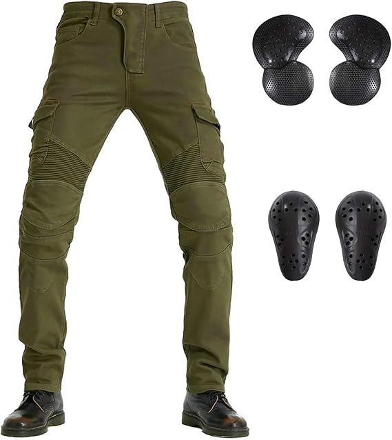 LOMENG Motorcycle Pants for Men Motocross Riding Pants Motorbike Riding Denim Jeans Adventure Trousers with CE Armor
