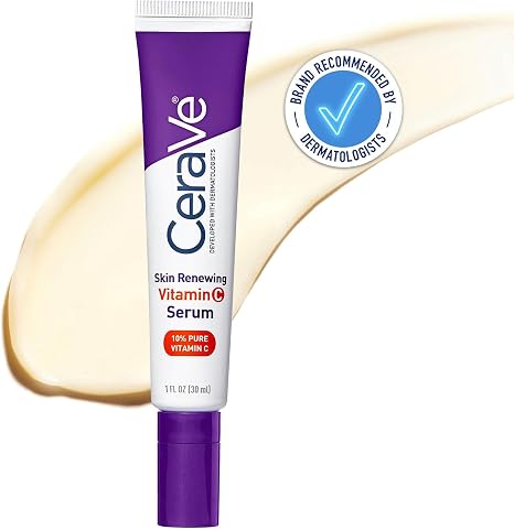 CeraVe Skin Renewing Vitamin C Serum for Sensitive & All Skin Types, 30ml | Brightening Serum with 10% Pure Vitamin C, 3 Essential Ceramides, Hyaluronic Acid, L-Ascorbic Acid, Vitamin B5